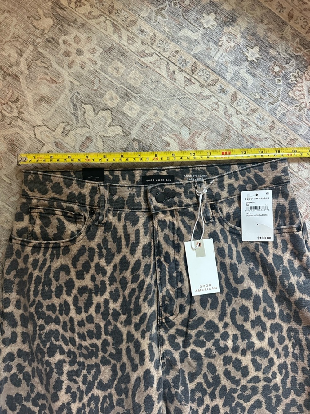 Good American Leopard Print Wide Leg Pants - Tan & Black - Picture 9 of 11
